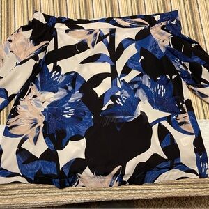 1. State Blue and Black Floral Off-The-Shoulder Blouse